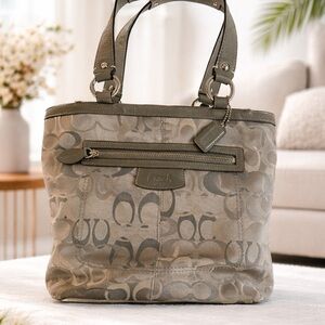 Vintage Coach Penelope Gray Signature Canvas Tote Bag
